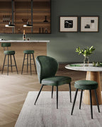 VASAGLE EKHO Collection - Bar Stools Set of 2, Swivel Bar Height Bar Stools with Back, Synthetic Leather with Stitching, Mid-Century Modern, 30-Inch Tall Barstools for Kitchen Home Bar, Forest Green