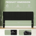 COCO DESIGN King Size Headboard Only, 80" Wide Wooden Headboard, Mid Century Modern Farmhouse Boho HeadBoard, Wall Mount, Fluted Panel, Wingback Design, Black