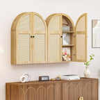 Turtle Myrtle Bathroom Medicine Cabinet Wall Mounted, Arched Wall Cabinet with Adjustable Shelf & Doors, Floating Cabinet for Wall Over The Toilet Storage Cabinet Space Saver,Natural