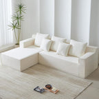 101" L-Shaped Couch for Living Room,Modular Sectional Cloud Couch,Boneless Sofa in A Box,Upholstered Couches for Bedroom,White Sofa with Oversized Chaise