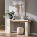 OKD 63 Inch Modern Entryway Console Table, Solid Geometry Accent Sofa Table Behind The Couch, Narrow Console Table for Entryway, Hallway, Living Room, Foyer, Antique White