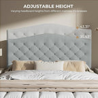 King Headboard Only, Modern Button-Tufted Upholstered Headboard King Size with 4" Thickened High-Density Sponge, Luxury Chenille Fabric, Adjustable Height, Easy Assembly, Grey