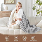 Westinghouse Electric Blanket Heated Throw, Super Cozy Luxury Faux Fur & Sherpa with 6 Heating Levels & 2-10 Hours Auto Off, Fast Heating & Overheat Protection, 50x60 Inch, Light Grey