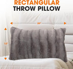 Cheer Collection Faux Fur Throw Pillows - Decorative Pillows for Couch, Bed Throw Pillows, Grey Accent Pillows for Bedroom or Living Room Aesthetic, Set of 2 Furry Throw Pillows, 12" x 20"