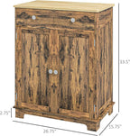 HOMCOM Sideboard with Solid Wood Countertop, Modern Kitchen Storage Cabinet, Coffee Bar Cabinet with 2 Drawers, Doors and Adjustable Shelf, Rustic Brown