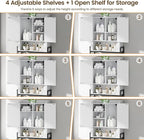 Over The Toilet Storage Cabinet, Over Toilet Organizer with 2-Door & Metal Stand, Bathroom Organizers and Storage with Adjustable Shelves for Bathroom, Restroom, Laundry, White