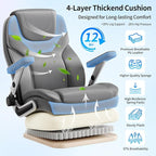 Big and Tall Office Chair with 5D Arms, 600lbs Fabric & PU Leather Heavy Duty Desk Chair, Adjustable Lumbar Support & Height, Tilt Function, High Back Ergonomic Executive Computer Chair