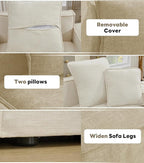 WILLOVE Modular Sectional Sofa Set, Chenille Cloud Couch with Wide Armrests & 8 Pillows, Deep Seat Couches for Living Room, 4-Seater Beige
