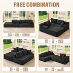 Hobestluk Modular Sectional Couch Sofa, 108" Boneless Couches for Living Room, Memory Foam Sectional Couch with Oversized Chaise,L-Shape Couches (Black, Left Facing)