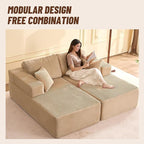 Chaise Lounge Chair, Boneless Couch for Living Room and Bedroom, Sleeper Couches Reading Chairs, Corduroy, Camel