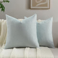 FUTEI Light Blue Chenille Throw Pillow Covers 26x26 Inch Set of 2,Soft Wide Chevron Textured Euro Pillow Shams,Farmhouse Home Decor for Couch Bed Living Room