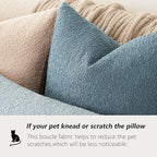 Foindtower Pack of 2 Textured Boucle Throw Pillow Covers Accent Solid Pillow Cases Cozy Soft Decorative Couch Cushion Case for Chair Sofa Bedroom Living Room Home Decor 18x18 Inch Misty Blue