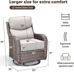 Swivel Patio Chairs Set of 2 with 6" Thick Cushion - Wicker Outdoor Swivel Rocker Patio Chair, High Back Comfortable Outdoor Glider Chairs 360° Rotation Glider Brown Wicker-Beige Cushion
