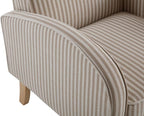Striped Accent Chair for Living Room, Farmhouse Linen Upholstered Striped Arm Chair Seat Reading Chairs Bedroom Side Seating for Home Office, Beige with Stripe