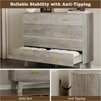 Dresser for Bedroom with 8-Drawer, 37" Tall Modern Chest of Drawers with Metal Handles, X-Shape Base & Adjustable Center Leg, Anti-Tip Closet Organizers and Storage