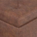SIMPLIHOME Hamilton 48 inch Wide Transitional Rectangle Storage Ottoman in Distressed Umber Brown Vegan Faux Leather, Assembled, For the Living Room, Entryway and Family Room