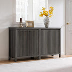 SICOTAS Sideboard Buffet Cabinet with Storage, Fluted Credenza Console Cabinet with Adjustable Shelves, Modern Coffee Bar Storage Cabinet for Kitchen, Living Room, Entryway, Black Oak, 2 PCS