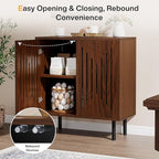 Tribesigns Set of 2 Sideboard Buffet with Storage, 59" Buffet Sideboard Cabinet with Adjustable Shelves, Accent Storage Cabinet for Living Room, Dark Brown