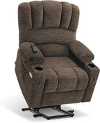 MCombo Power Lift Recliner Chair for Elderly, Lift Chair with Heat and Massage, USB &Type C Ports, Cup Holders, Fabric 7095 (Medium, Mocha)