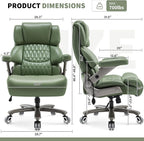 Big and Tall Office Chair 700lbs- Large High Back Executive Computer Desk Chair with 3D Flip-Up Arms, Adjustable Lumbar Support, Extra Wide Plus Size Seat, Heavy Duty Metal Base & Quiet Rubber Wheels