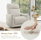 Watson & Whitely Power Recliner Chairs for Adults, Swivel Rocker Recliner Chair with Charging Ports for Living Room, Faux Leather RC011 (Cream)