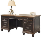 Martin Furniture Hartford Double Pedestal Shaped Desk, Brown - Fully Assembled