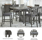Signature Design by Ashley Hallanden Modern Farmhouse Counter Upholstered Barstool, Set of 2, Comb-back Design, Solid Wood, 25.75" , Dark Gray