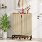 Tribesigns Shoe Cabinet with Doors,Natural 5 Tiers Shoe Storage Cabinet for Entryway, 25 Pairs Wooden Shoe Rack Cabinet, Modern Shoe Organizer Storage for Living Room, Bedroom, Hallway, Closet