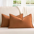 ZWJD Orange 12x20 Pillow Covers Set of 2 Chenille Throw Pillow Covers with Elegant Design Soft and Luxurious Decorative Throw Pillows for Couch, Bed, and Home Decor