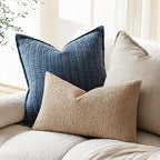 Foindtower Pack of 2 Textured Boucle Throw Pillow Covers Accent Solid Lumbar Pillow Cases Cozy Soft Decorative Couch Cushion Case for Chair Sofa Bedroom Living Room Home Decor, 12 x 20 Inch,Camel
