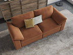 EASE MOOSE Modern Loveseat Sofa for Living Room, Comfty 2 Seat Solid Wood Frame Sofa, FSC Certified Modern Deep Seat Couch, Removable Cover,Brown