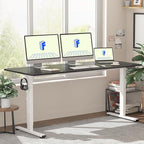 FLEXISPOT EN1 One-Piece Standing Desk, 60 x 24 Inches Large Height Adjustable Desk, Electric Sit Stand Desk Home Office Table Computer Workstation (White Frame + Black Desktop, 2 Packages)