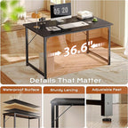 PRAISUN 40 X 24 Inch Computer Desk with Deeper Desktop, Gaming Office Writing Work Desk for Home Office, Study, Bedroom, Work from Home Desk, Metal Frame, Black