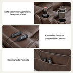 CHITA Electric Power Lift Recliner Chair for Elderly with Massage and Heat, Large Lay Flat Genuine Leather Recliner Chair with Cup Holders, USB Ports, Power Headrest, Independent Backrest, Dark Brown