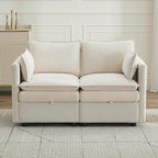 55" Cloud Modular Loveseat Sofa with Storage, Modern Upholstered Sofa Couch Small Love Seat，2 Seater Chenille Comfy Sectional Sofa with Armrests for Living Room, Small Space, Beige