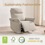CHITA Power Recliner Chair, Electric Triple-Motor Swivel Glider Nursery Rocking Chair with Adjustable Power Headrest and Lumbar Support, Solid Wood Base, Khaki Grey