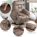 Power Lift Recliner Chair with Massage and Heating Functions,Velvet Sofa with 2 Remote Controls and Two Cup Holders,Recline up to 160 Degrees,Suitable for Living Room