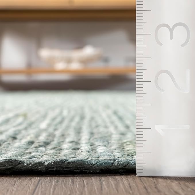 nuLOOM 2' 6" x 6' Rigo Jute Hand Woven Area Rug, Green, Solid Farmhouse Design, Natural Fiber, for Bedroom, Living Room, Dining Room, Hallway, Office, Kitchen, Entryway