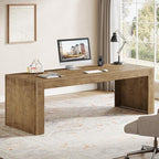 Tribesigns 79-Inch Extra Long Desk, Two Person Double Desk for Home Office, Wooden Long Computer Desk Writing Table for Office, Natural