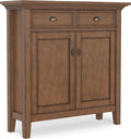 SIMPLIHOME Redmond SOLID WOOD 36 inch Wide Transitional Entryway Storage Cabinet in Rustic Natural Aged Brown for the Living Room, Entryway and Family Room