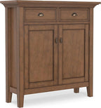 SIMPLIHOME Redmond SOLID WOOD 36 inch Wide Transitional Entryway Storage Cabinet in Rustic Natural Aged Brown for the Living Room, Entryway and Family Room