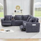 ORRD Modern Armless Power Recliner Sofa Seat for Modular Sectional Couch for Living Room-Blue Grey