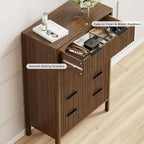 47" Tall Dressers for Bedroom Fluted 5 Drawer Dresser, Wooden Dresser Modern Chest of Drawers Dressers with Organizer Storage for Bedroom, Living Room, Entryway, Walnut
