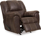 Signature Design by Ashley McGann Modern Faux Leather Manual Pull Rocker Recliner, Brown
