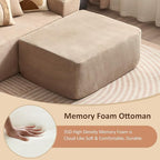 37.1" Ottoman for Couch, Plush Corduroy Memory Foam Ottoman Cloud Boneless Sectional Couch for Living Room Foot Stools No Assembly Require, Stripe Corduroy,Camel