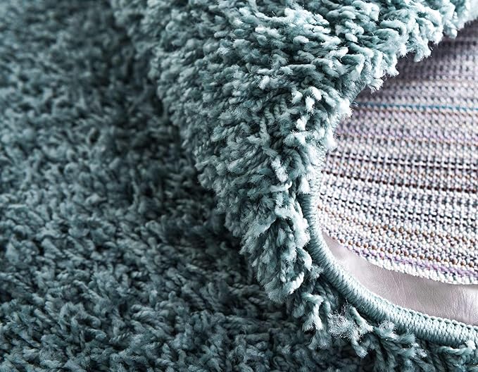 Unique Loom Solid Shag Collection Area Rug (8' x 10' Rectangle, Light Slate Blue)