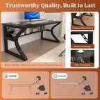 AZN Computer Desk, 47'' Computer Desk, Home Office Desks w/Storage, Home Office Desks w/U-Size Metal Frame for Home Office Bedroom, Study Writing Work Table w/Water-Resistant, Scratchproof Surface