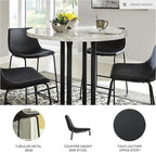 Signature Design by Ashley Centiar Casual Pub Height Bucket Seat Upholstered Bar Stool with Metal Base, Set of 2 , Faux Leather, 30" Seat Height, Black