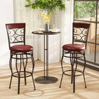 Giantex 30" Swivel Bar Stools Set of 2, Bar Height Bar Stools w/Back, Upholstered PU Leather Seat, Footrest, Max Load 330Lbs, Vintage Metal Barstools for Kitchen Island, Dining Room, Rustic Brown
