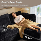130'' Modern Modular Sectional Sofa with Ottoman, 8 Seater U Shaped Cloud Couch for Living Room, Oversized Deep Seat Convertible Sofa Set, Plush Corduroy Black